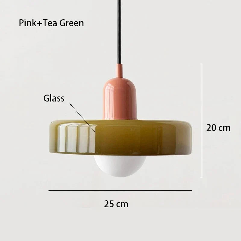 Suspension Luminaire en Verre Coloré Style Bauhaus - Marron 3