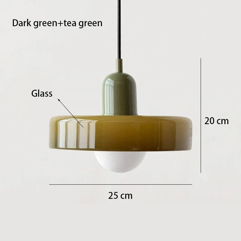 Suspension Luminaire en Verre Coloré Style Bauhaus - Marron 4
