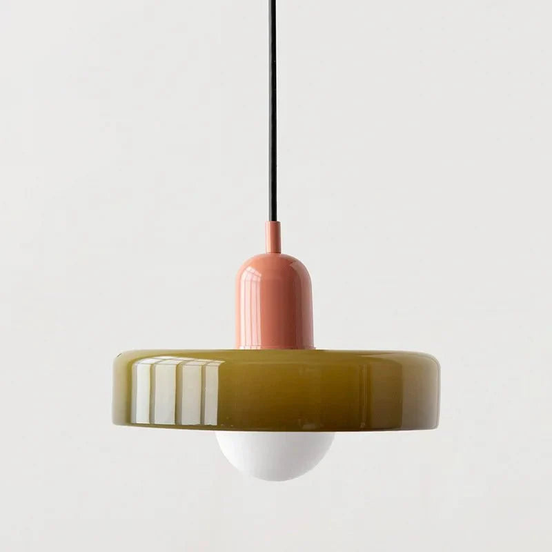 Suspension Luminaire en Verre Coloré Style Bauhaus - Orange 1