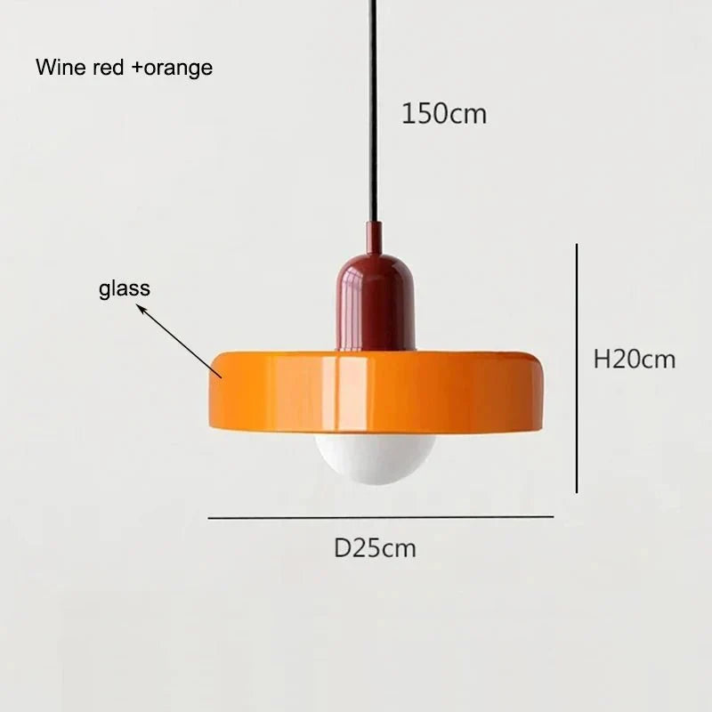 Suspension Luminaire en Verre Coloré Style Bauhaus - Orange 1