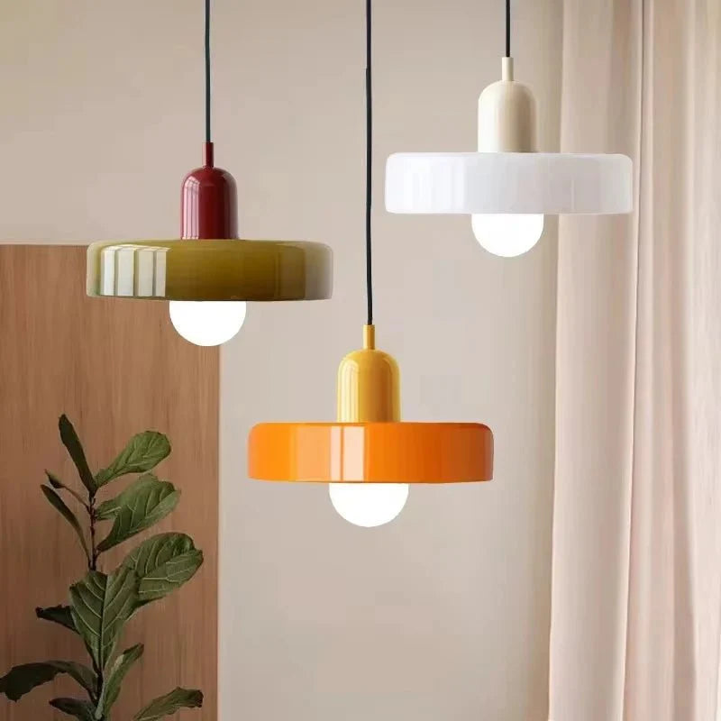 Suspension Luminaire en Verre Coloré Style Bauhaus - Orange 1