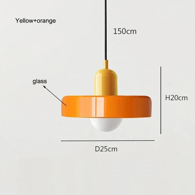 Suspension Luminaire en Verre Coloré Style Bauhaus - Orange 2
