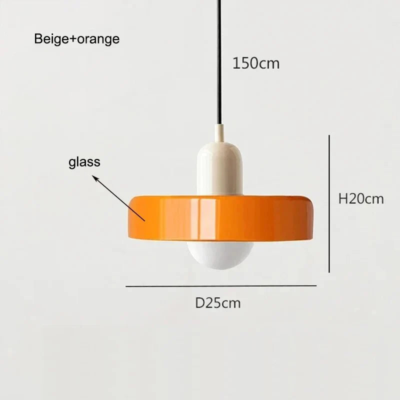 Suspension Luminaire en Verre Coloré Style Bauhaus - Orange 3