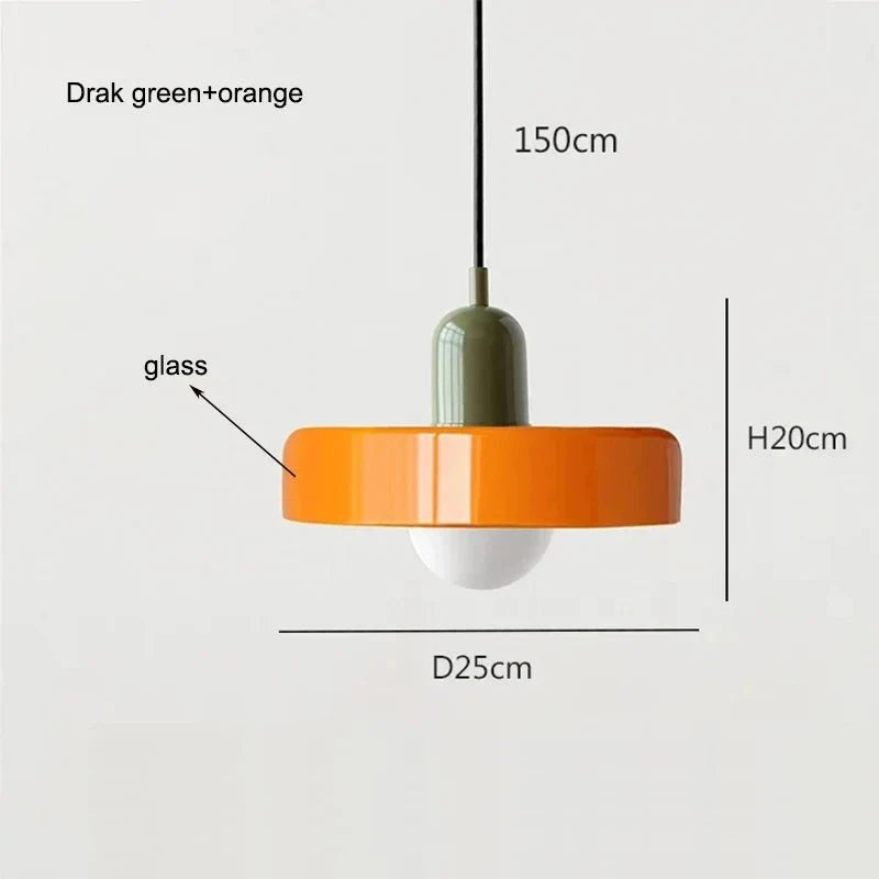 Suspension Luminaire en Verre Coloré Style Bauhaus - Orange 4