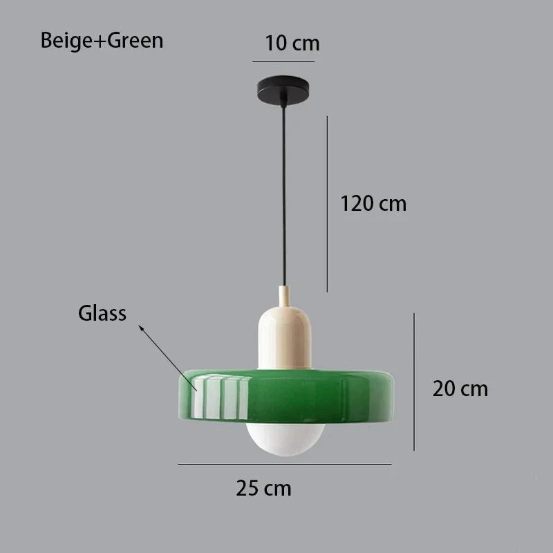Suspension Luminaire en Verre Coloré Style Bauhaus - Vert 1