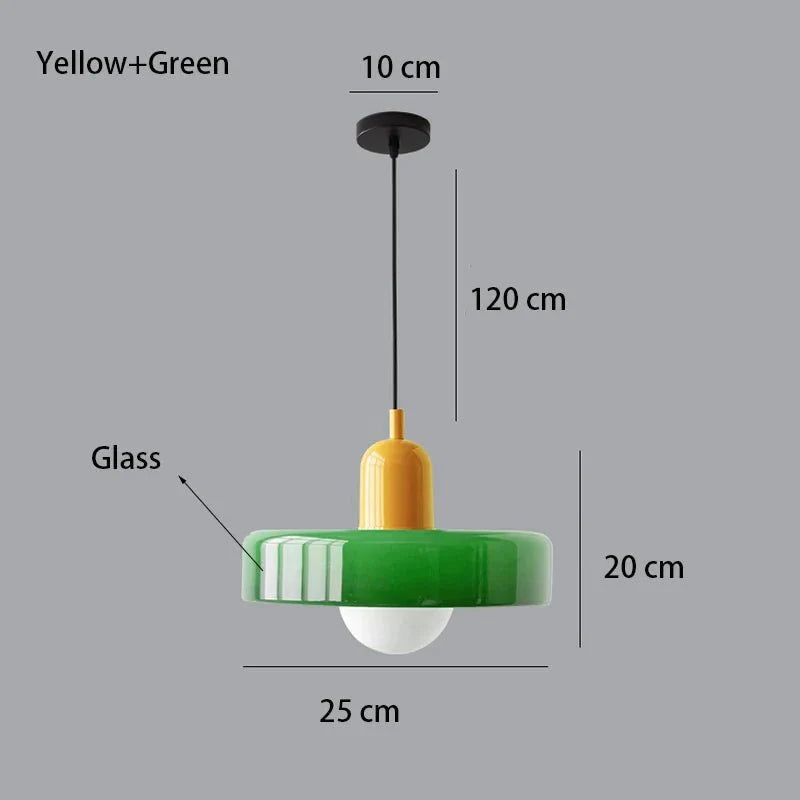 Suspension Luminaire en Verre Coloré Style Bauhaus - Vert 2
