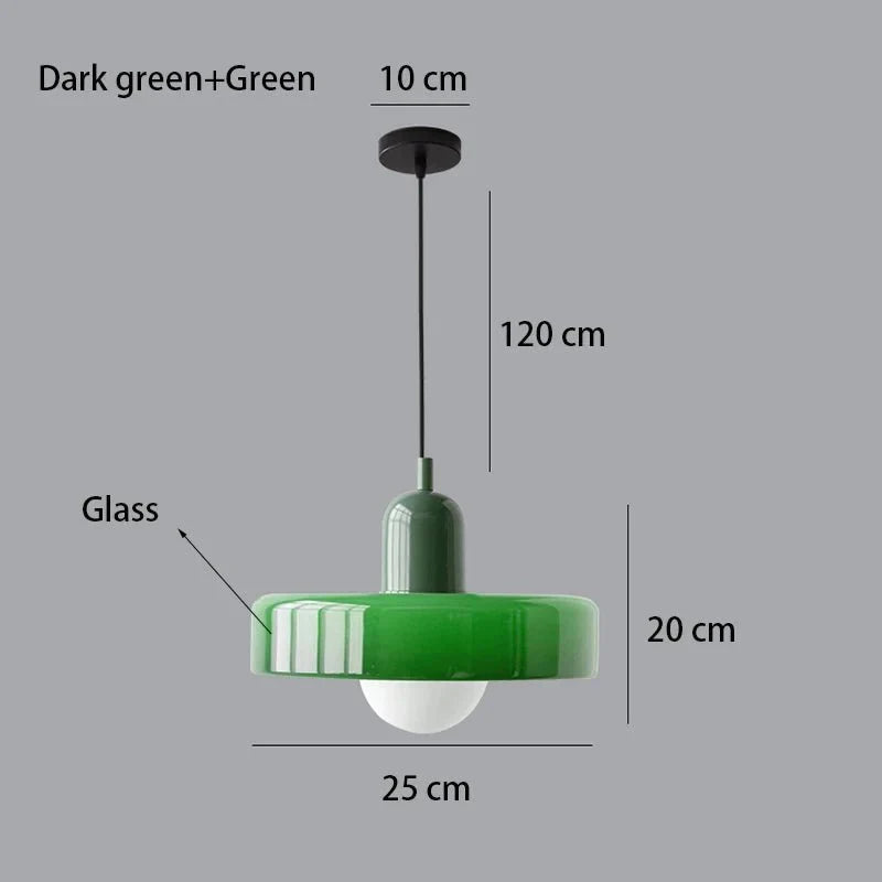 Suspension Luminaire en Verre Coloré Style Bauhaus - Vert 3