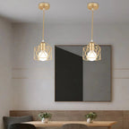 Suspension Luminaire Géométrique en Métal Doré Style Industriel - Dorée