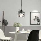 Suspension Luminaire Géométrique en Métal Doré Style Industriel - Noir