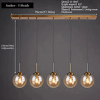 Suspension Luminaire Globe Verre Fumé et Laiton Vintage - Ambre - 5 têtes 1