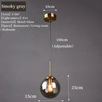 Suspension Luminaire Globe Verre Fumé et Laiton Vintage - Gris Fumée