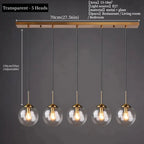 Suspension Luminaire Globe Verre Fumé et Laiton Vintage - Transparent - 5 têtes 1