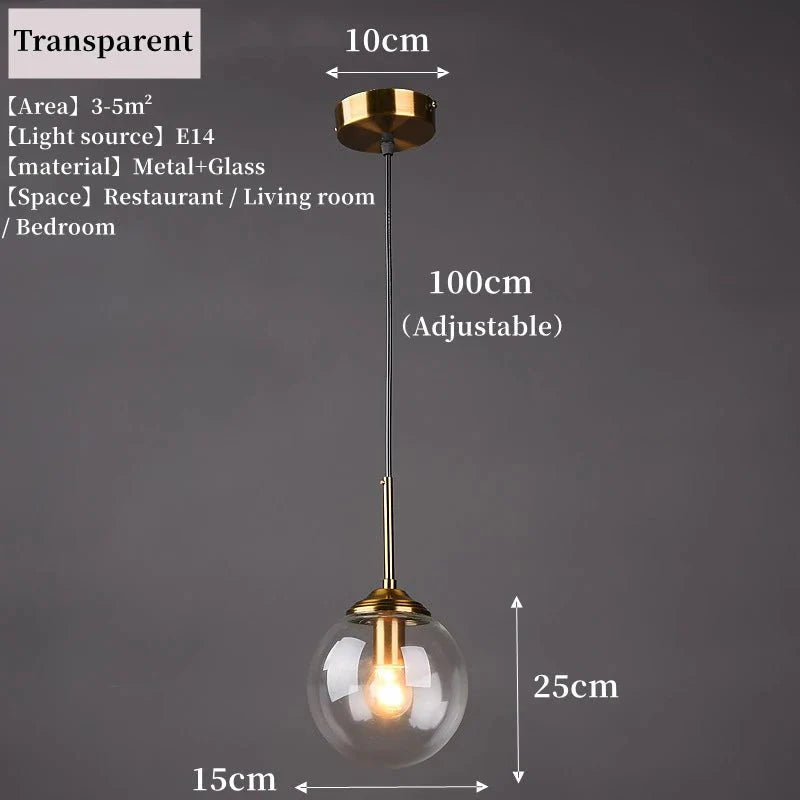 Suspension Luminaire Globe Verre Fumé et Laiton Vintage - Transparent