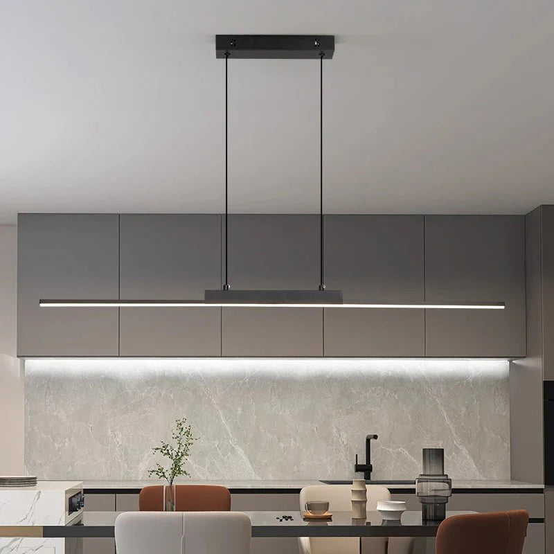 Suspension Luminaire Linéaire Noire Minimaliste - Blanc chaud