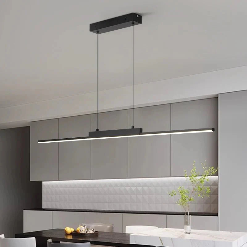 Suspension Luminaire Linéaire Noire Minimaliste - Blanc chaud