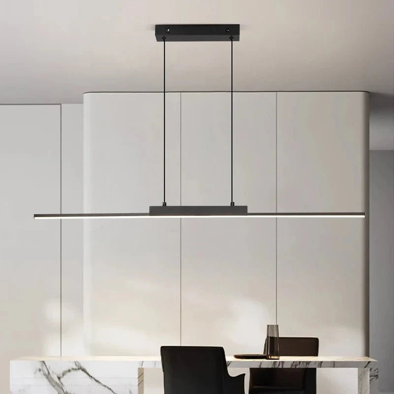 Suspension Luminaire Linéaire Noire Minimaliste - Blanc chaud