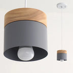 Suspension Luminaire Scandinave Bois et Métal Couleurs Pastel - Gris