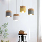 Suspension Luminaire Scandinave Bois et Métal Couleurs Pastel - Gris