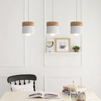 Suspension Luminaire Scandinave Bois et Métal Couleurs Pastel - Gris