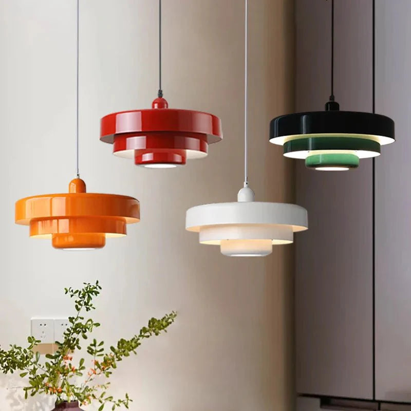 Suspension Luminaire Scandinave Multi - Couches - Rouge