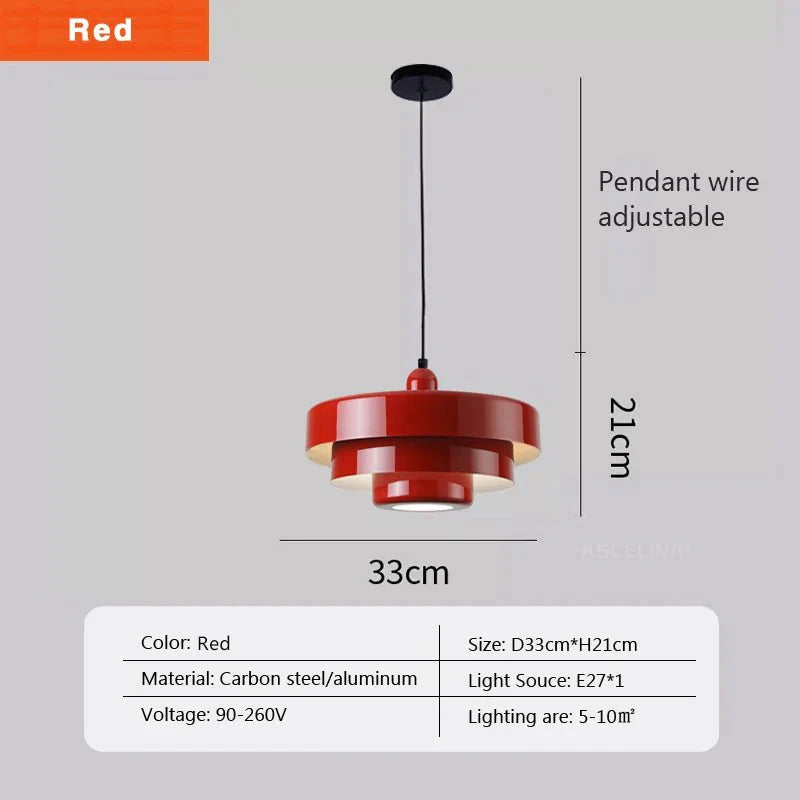 Suspension Luminaire Scandinave Multi - Couches - Rouge