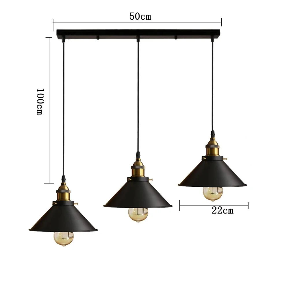 Suspension Luminaire Style Industrielle en Métal Noir - A