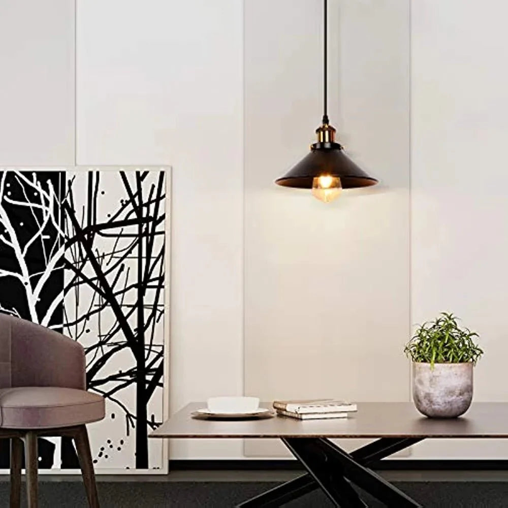 Suspension Luminaire Style Industrielle en Métal Noir - A