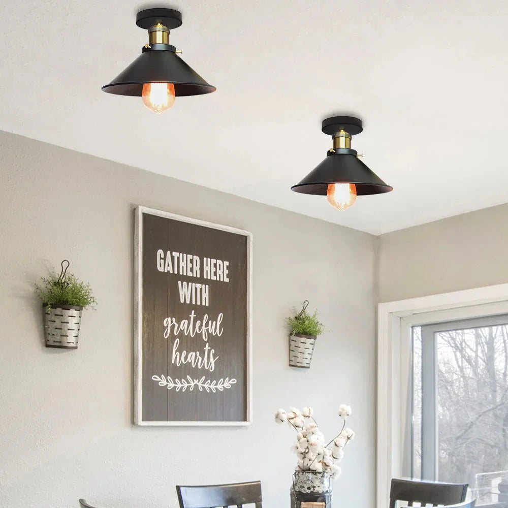 Suspension Luminaire Style Industrielle en Métal Noir - A