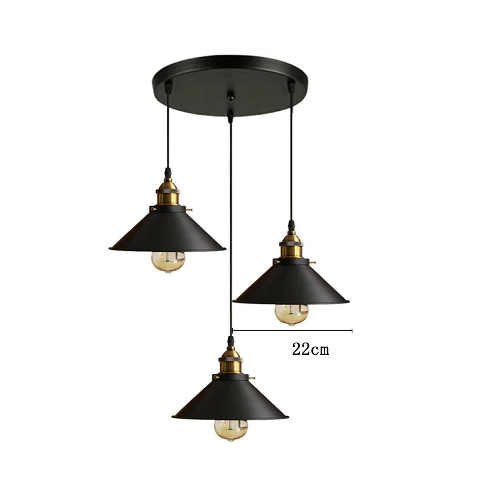 Suspension Luminaire Style Industrielle en Métal Noir - D