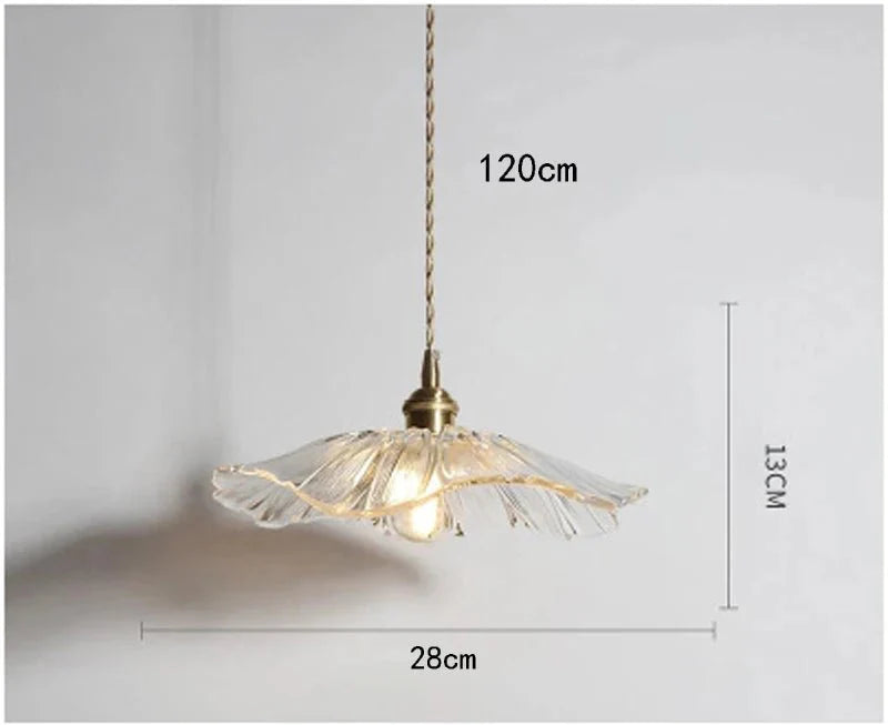 Suspension Luminaire Vintage en Verre Coloré Forme Fleur - D