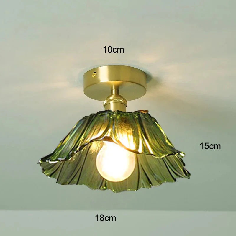 Suspension Luminaire Vintage en Verre Coloré Forme Fleur - O