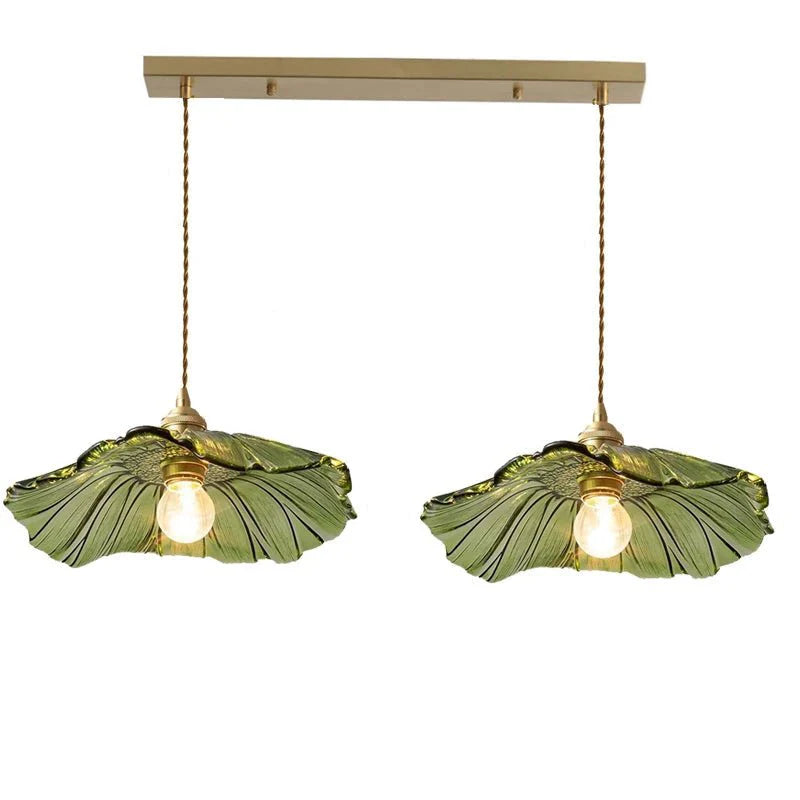 Suspension Luminaire Vintage en Verre Coloré Forme Fleur - X