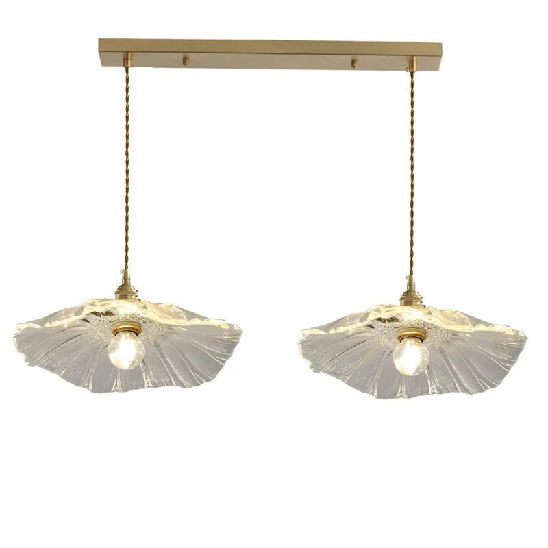 Suspension Luminaire Vintage en Verre Coloré Forme Fleur - Y