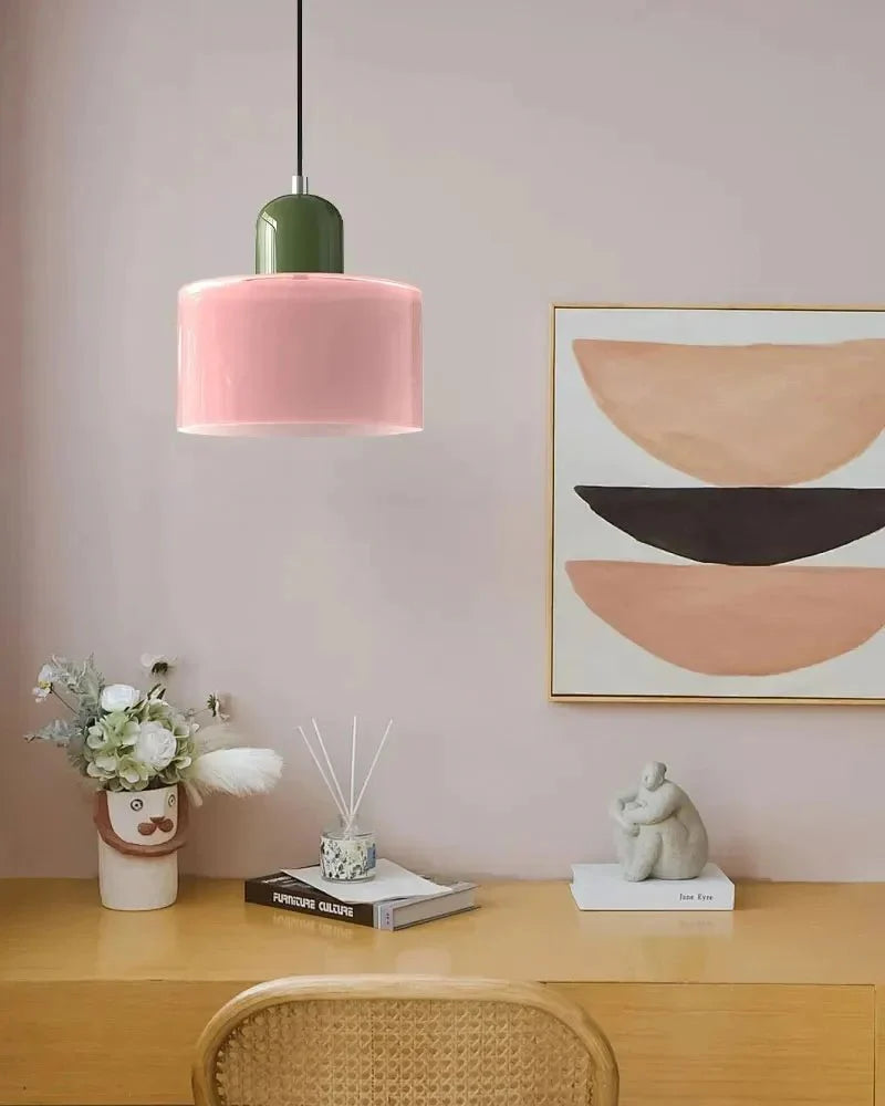 Suspension Luminaire Vintage en Verre Coloré Translucide - A