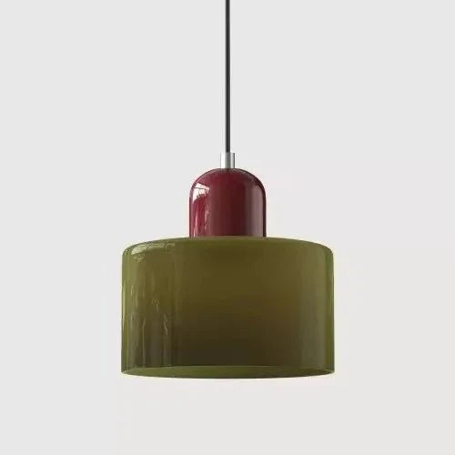Suspension Luminaire Vintage en Verre Coloré Translucide - C