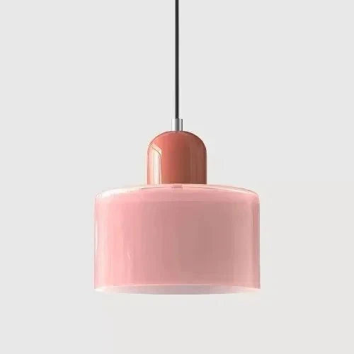 Suspension Luminaire Vintage en Verre Coloré Translucide - D