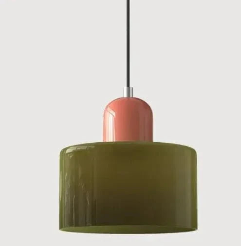 Suspension Luminaire Vintage en Verre Coloré Translucide - H
