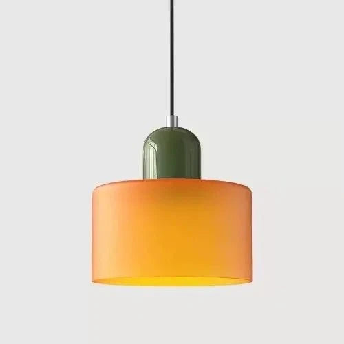 Suspension Luminaire Vintage en Verre Coloré Translucide - J