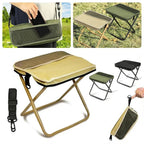 Tabouret Pliant Portable avec Sac de Rangement Intégré - Beige