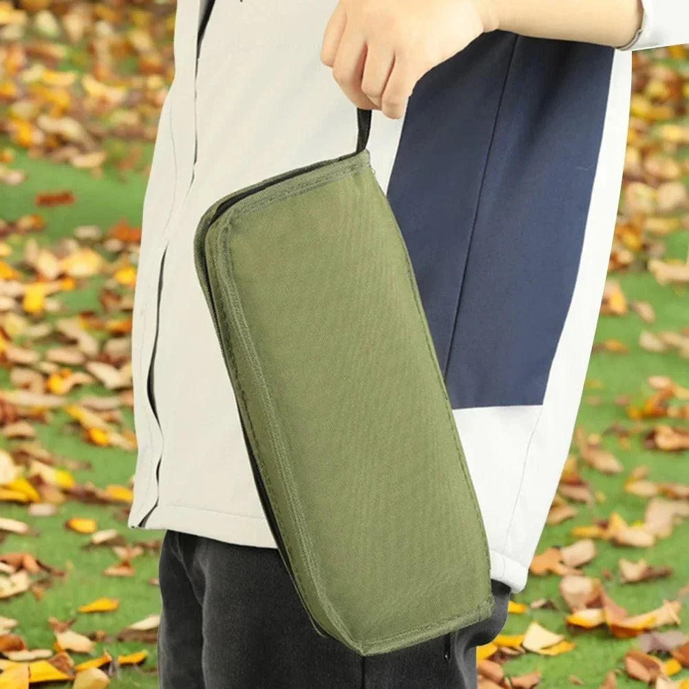 Tabouret Pliant Portable avec Sac de Rangement Intégré - Beige