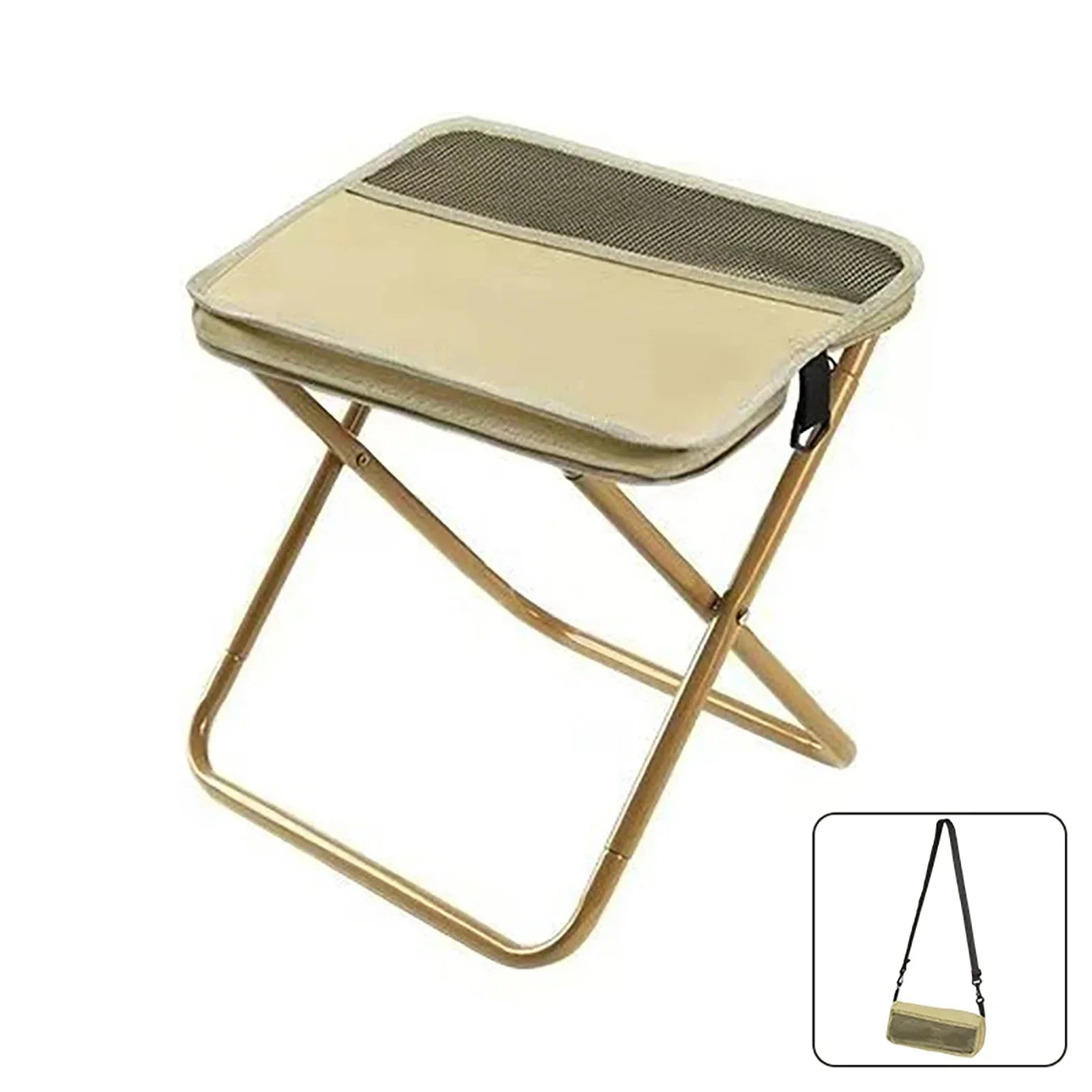 Tabouret Pliant Portable avec Sac de Rangement Intégré - Vert