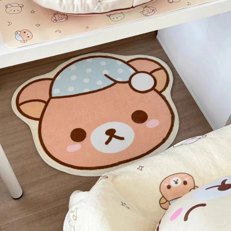 Tapis Chambre Enfant Forme Ourson - Rose