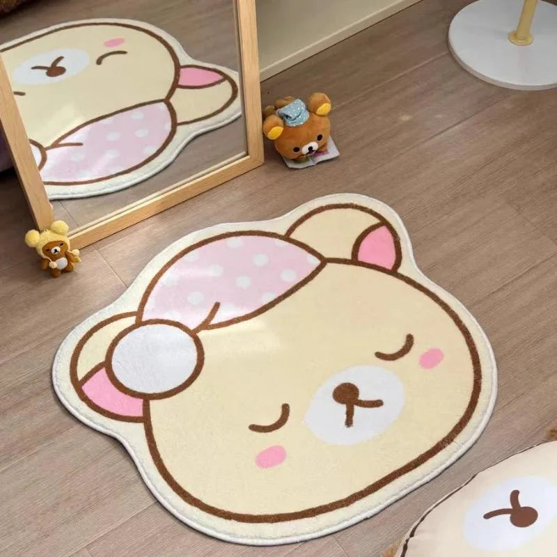 Tapis Chambre Enfant Forme Ourson - Rose