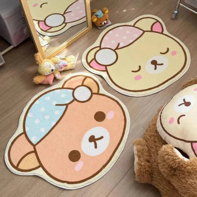 Tapis Chambre Enfant Forme Ourson - Rose