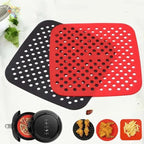 Tapis de Fond de Panier Air Fryer en Silicone - Carré noir 19cm