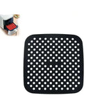 Tapis de Fond de Panier Air Fryer en Silicone - Carré noir 19cm