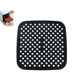 Tapis de Fond de Panier Air Fryer en Silicone - Carré noir 21cm