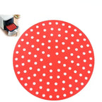 Tapis de Fond de Panier Air Fryer en Silicone - Rond rouge 23cm