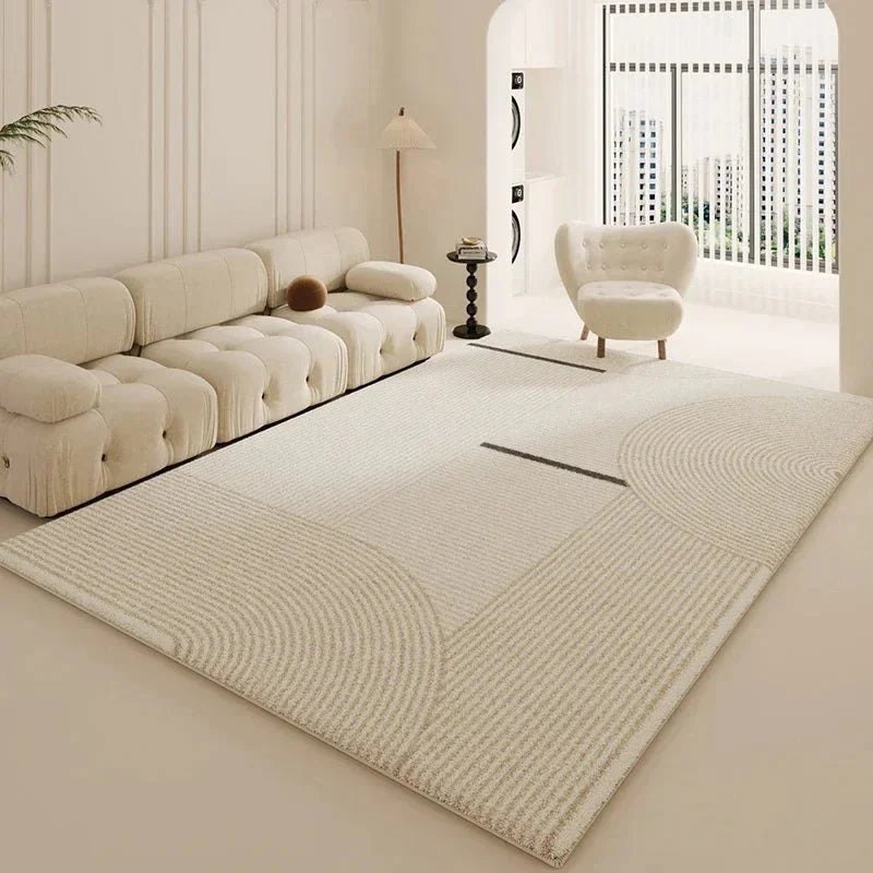 Tapis de Salon Beige Doux Style Scandinave - L