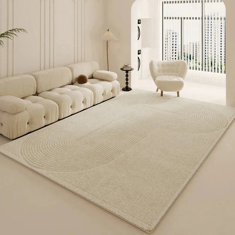 Tapis de Salon Beige Doux Style Scandinave - N